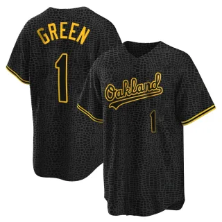 Men's Replica Black Dick Green Oakland Athletics Snake Skin City Jersey