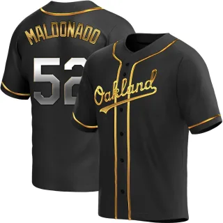 Men's Replica Black Golden Anthony Maldonado Oakland Athletics Alternate Jersey