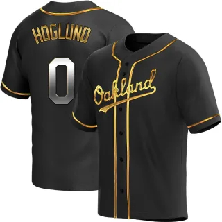 Men's Replica Black Golden Gunnar Hoglund Oakland Athletics Alternate Jersey