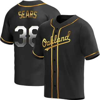 Men's Replica Black Golden JP Sears Oakland Athletics Alternate Jersey