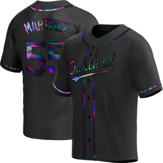 Men's Replica Black Holographic Adrian Martinez Oakland Athletics Alternate Jersey