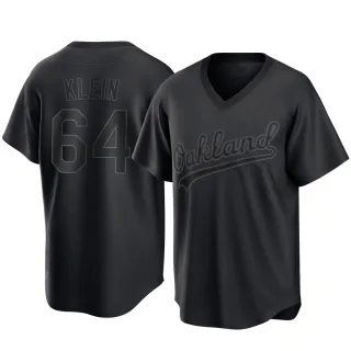 Men's Replica Black Will Klein Oakland Athletics Pitch Fashion Jersey