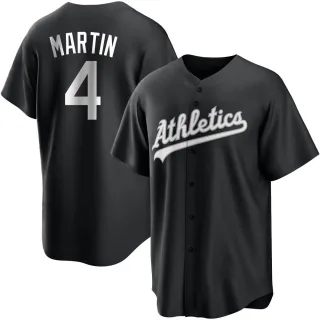 Men's Replica Black/White Billy Martin Oakland Athletics Jersey