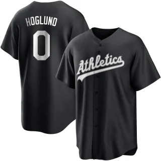 Men's Replica Black/White Gunnar Hoglund Oakland Athletics Jersey