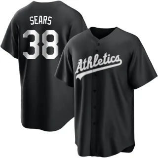 Men's Replica Black/White JP Sears Oakland Athletics Jersey