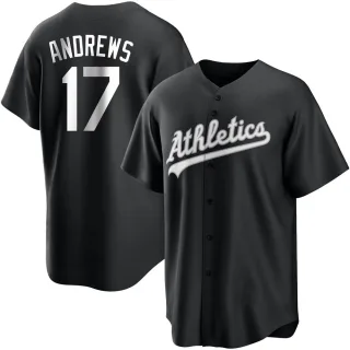 Men's Replica Black/White Mike Andrews Oakland Athletics Jersey