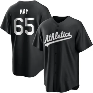 Men's Replica Black/White Trevor May Oakland Athletics Jersey