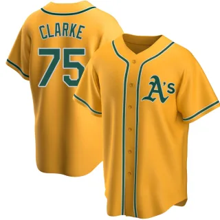 Men's Replica Gold Denzel Clarke Oakland Athletics Alternate Jersey