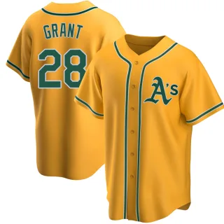 Men's Replica Gold Jim Mudcat Grant Oakland Athletics Alternate Jersey