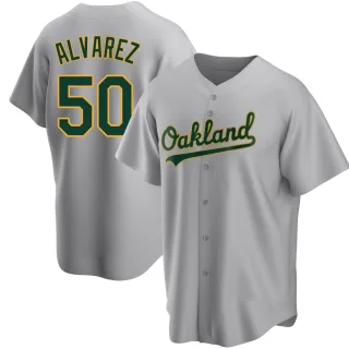 Men's Replica Gray Armando Alvarez Oakland Athletics Road Jersey