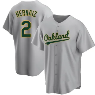 Men's Replica Gray Darell Hernaiz Oakland Athletics Road Jersey