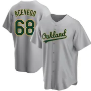 Men's Replica Gray Domingo Acevedo Oakland Athletics Road Jersey