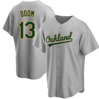 Men's Replica Gray John Odom Oakland Athletics Road Jersey