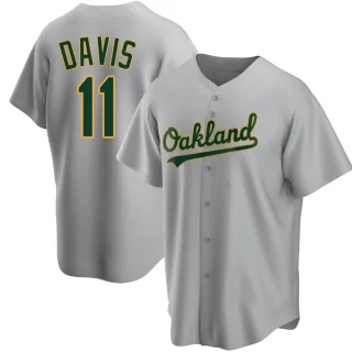 Men's Replica Gray Khris Davis Oakland Athletics Road Jersey