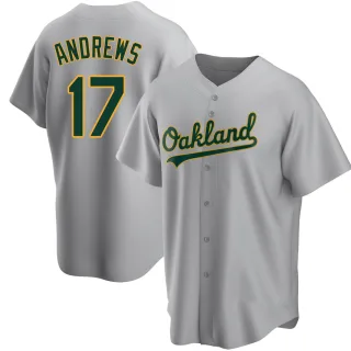 Men's Replica Gray Mike Andrews Oakland Athletics Road Jersey