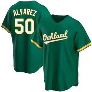 Men's Replica Green Armando Alvarez Oakland Athletics Kelly Alternate Jersey