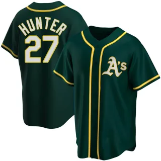 Men's Replica Green Catfish Hunter Oakland Athletics Alternate Jersey