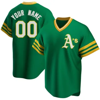 Men's Replica Green Custom Oakland Athletics R Kelly Road Cooperstown Collection Jersey