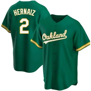 Men's Replica Green Darell Hernaiz Oakland Athletics Kelly Alternate Jersey