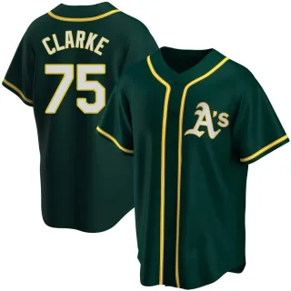 Men's Replica Green Denzel Clarke Oakland Athletics Alternate Jersey