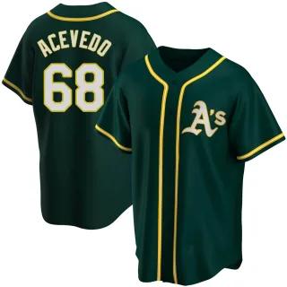 Men's Replica Green Domingo Acevedo Oakland Athletics Alternate Jersey