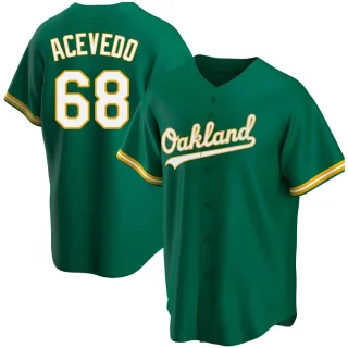 Men's Replica Green Domingo Acevedo Oakland Athletics Kelly Alternate Jersey