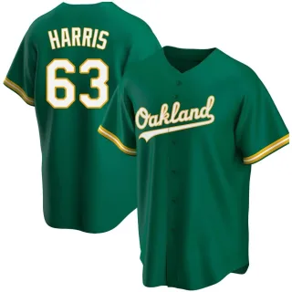 Men's Replica Green Hogan Harris Oakland Athletics Kelly Alternate Jersey