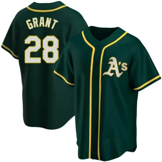 Men's Replica Green Jim Mudcat Grant Oakland Athletics Alternate Jersey