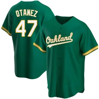 Men's Replica Green Michel Otanez Oakland Athletics Kelly Alternate Jersey