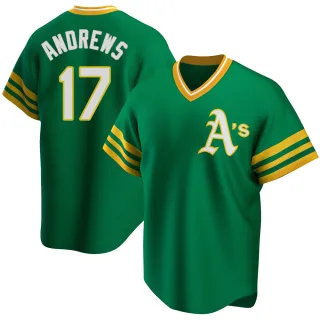 Men's Replica Green Mike Andrews Oakland Athletics R Kelly Road Cooperstown Collection Jersey