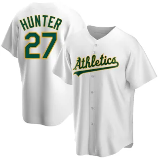 Men's Replica White Catfish Hunter Oakland Athletics Home Jersey