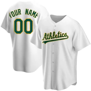 Men's Replica White Custom Oakland Athletics Home Jersey