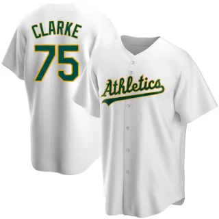 Men's Replica White Denzel Clarke Oakland Athletics Home Jersey