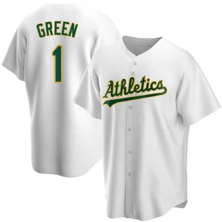 Men's Replica White Dick Green Oakland Athletics Home Jersey