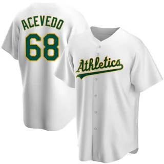 Men's Replica White Domingo Acevedo Oakland Athletics Home Jersey