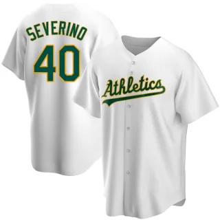 Men's Replica White Luis Severino Oakland Athletics Home Jersey