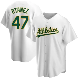 Men's Replica White Michel Otanez Oakland Athletics Home Jersey