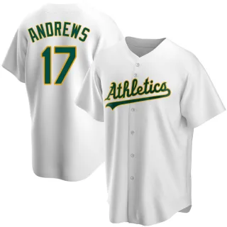 Men's Replica White Mike Andrews Oakland Athletics Home Jersey