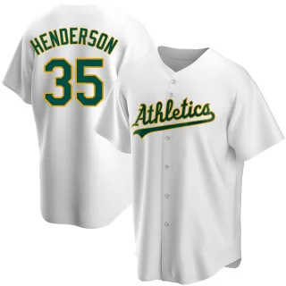 Men's Replica White Rickey Henderson Oakland Athletics Home Jersey