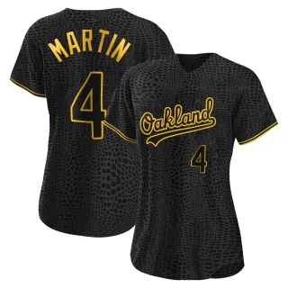 Women's Authentic Black Billy Martin Oakland Athletics Snake Skin City Jersey