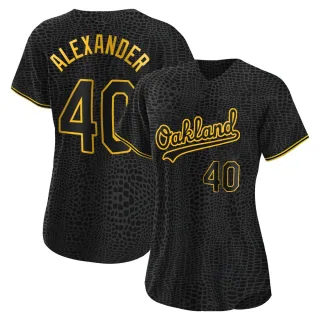 Women's Authentic Black CJ Alexander Oakland Athletics Snake Skin City Jersey