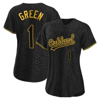 Women's Authentic Black Dick Green Oakland Athletics Snake Skin City Jersey