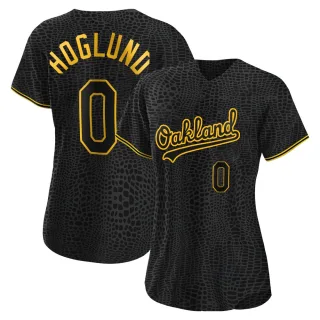 Women's Authentic Black Gunnar Hoglund Oakland Athletics Snake Skin City Jersey