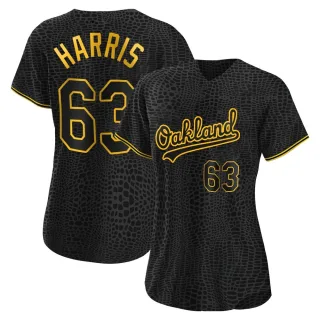 Women's Authentic Black Hogan Harris Oakland Athletics Snake Skin City Jersey