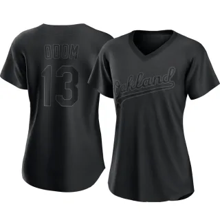 Women's Authentic Black John Odom Oakland Athletics Pitch Fashion Jersey