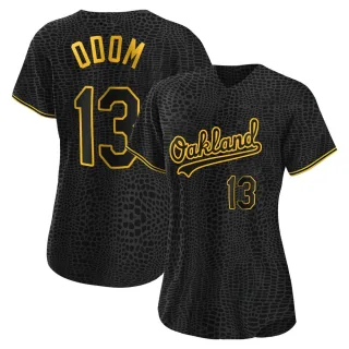 Women's Authentic Black John Odom Oakland Athletics Snake Skin City Jersey