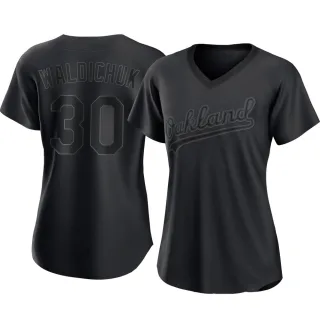 Women's Authentic Black Ken Waldichuk Oakland Athletics Pitch Fashion Jersey