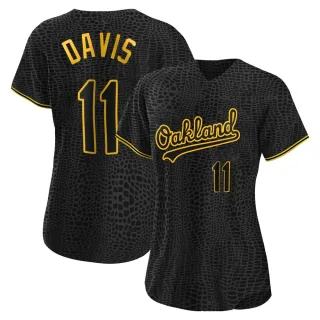 Women's Authentic Black Khris Davis Oakland Athletics Snake Skin City Jersey