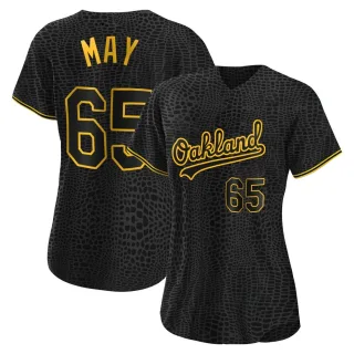 Women's Authentic Black Trevor May Oakland Athletics Snake Skin City Jersey