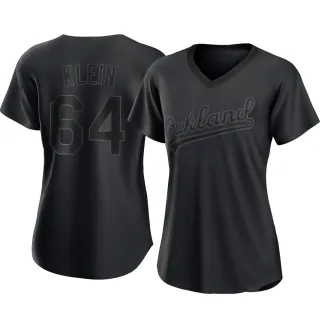 Women's Authentic Black Will Klein Oakland Athletics Pitch Fashion Jersey